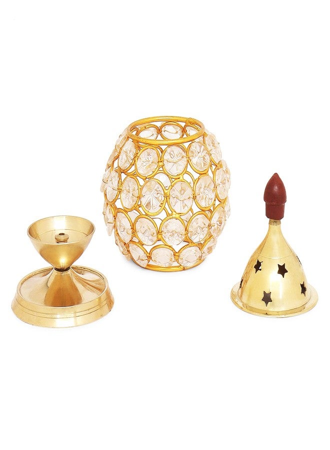 Hashcart Decorative Crystal Brass Akhand Diya - Image 4